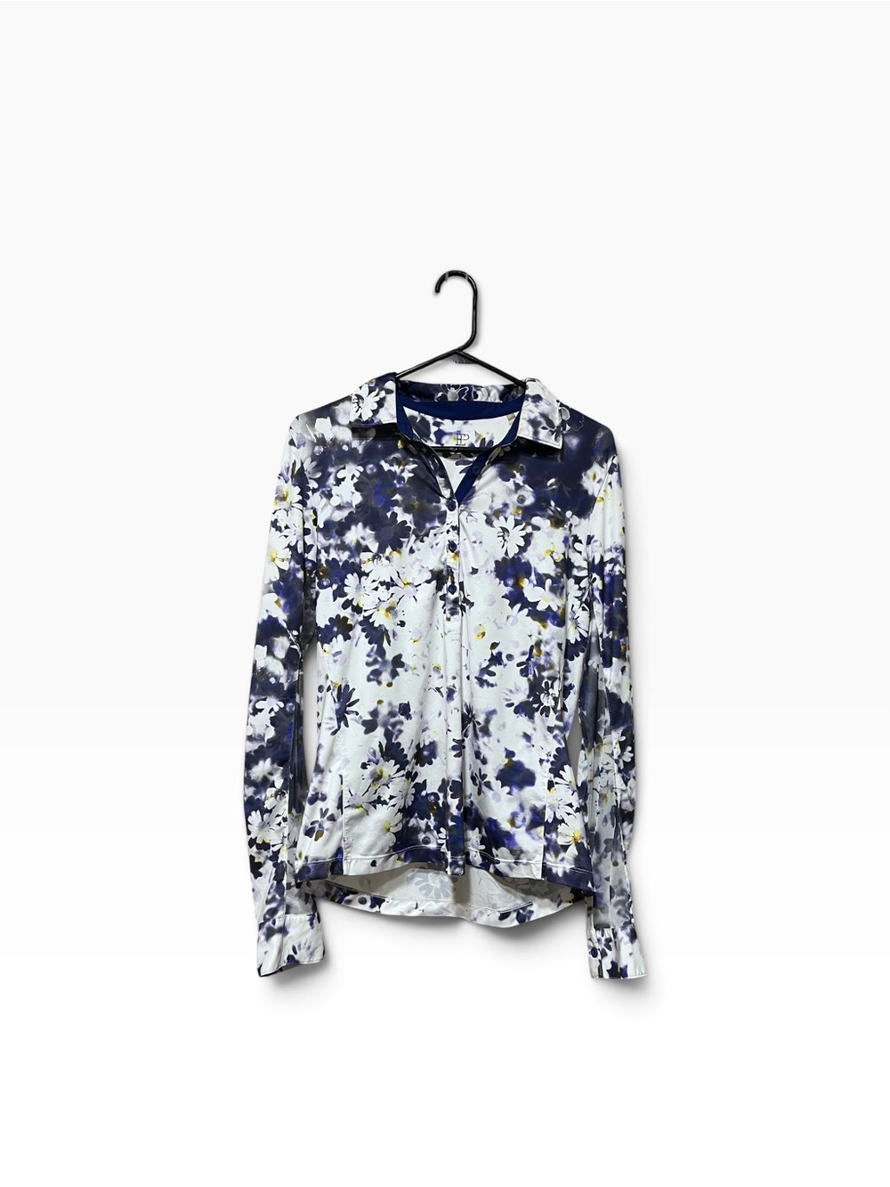 EP New York Watercolor Floral Long Sleeve Golf Polo Shirt - Size M